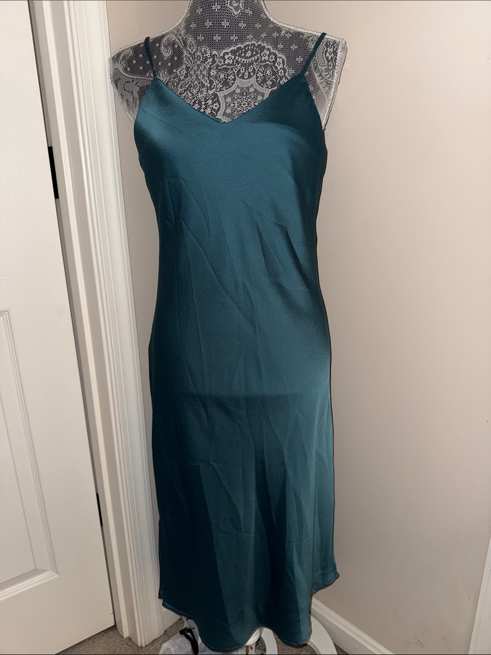Sam Edelman Teal Satin Slip Cami Dress size 4 NWT
